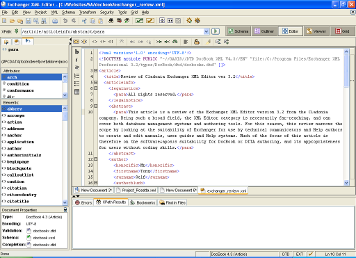 Exchanger XML Editor - Main Interface